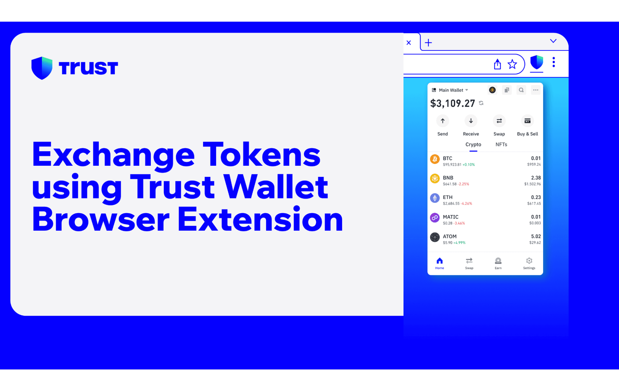 Exchange Tokens using Trust Wallet Browser Extension