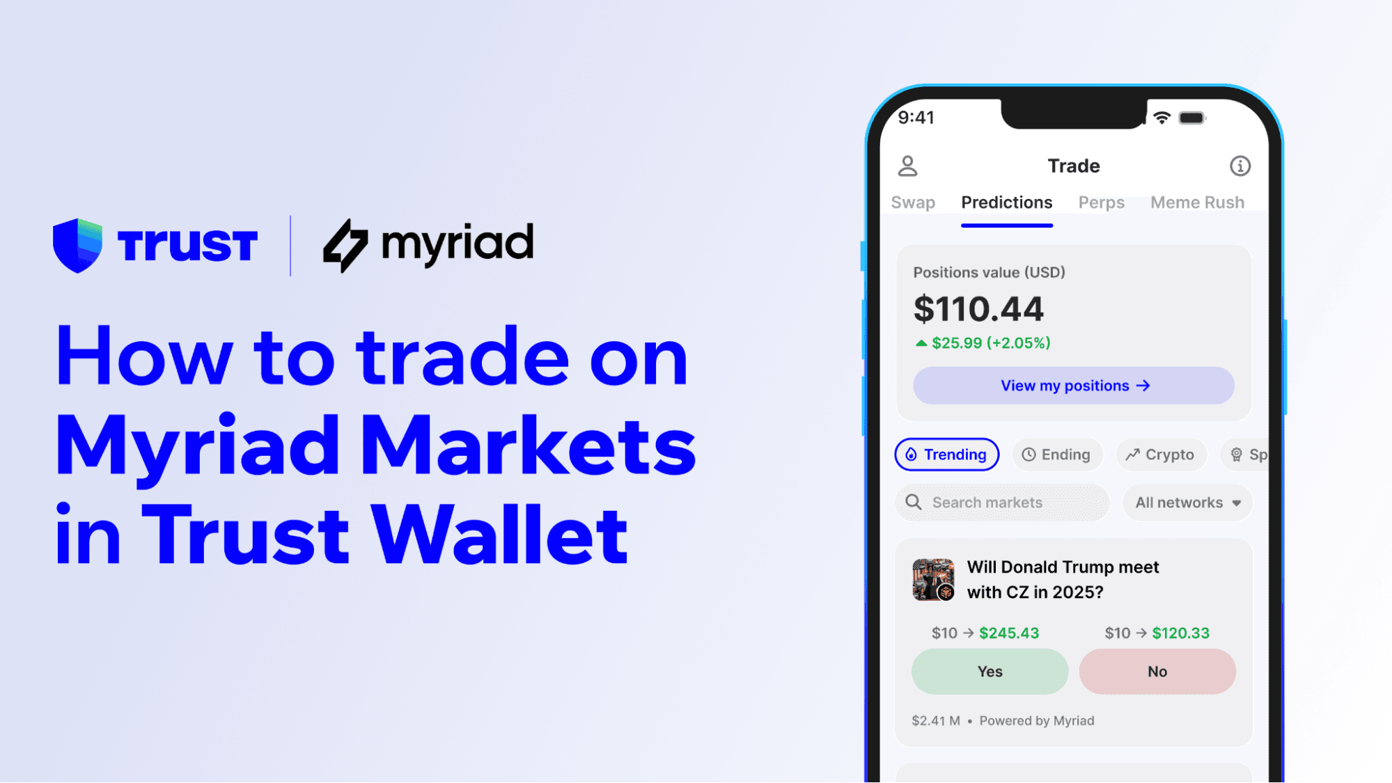 How to trade on Myriad Markets in Trust Wallet?