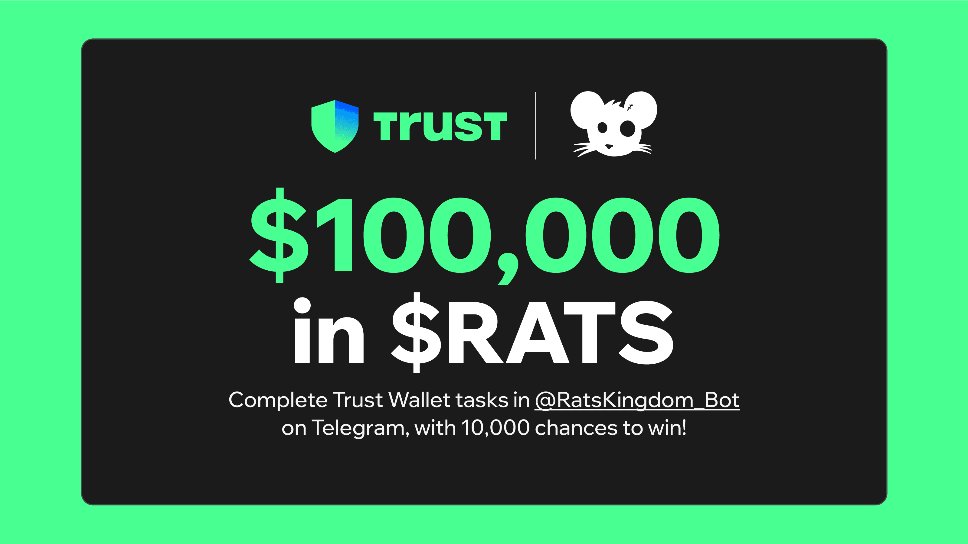 Trust Wallet x RATS : $100,000 in $RATS Airdrop with 10,000 chances to Win!