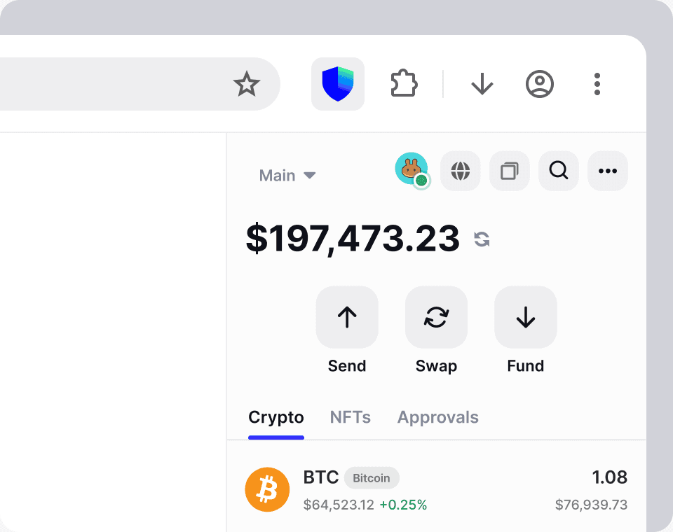 Trust Wallet extension open in the browser toolbar