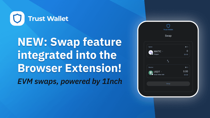 Seamless Swapping with 1inch Integration using Trust Wallet Browser Extension