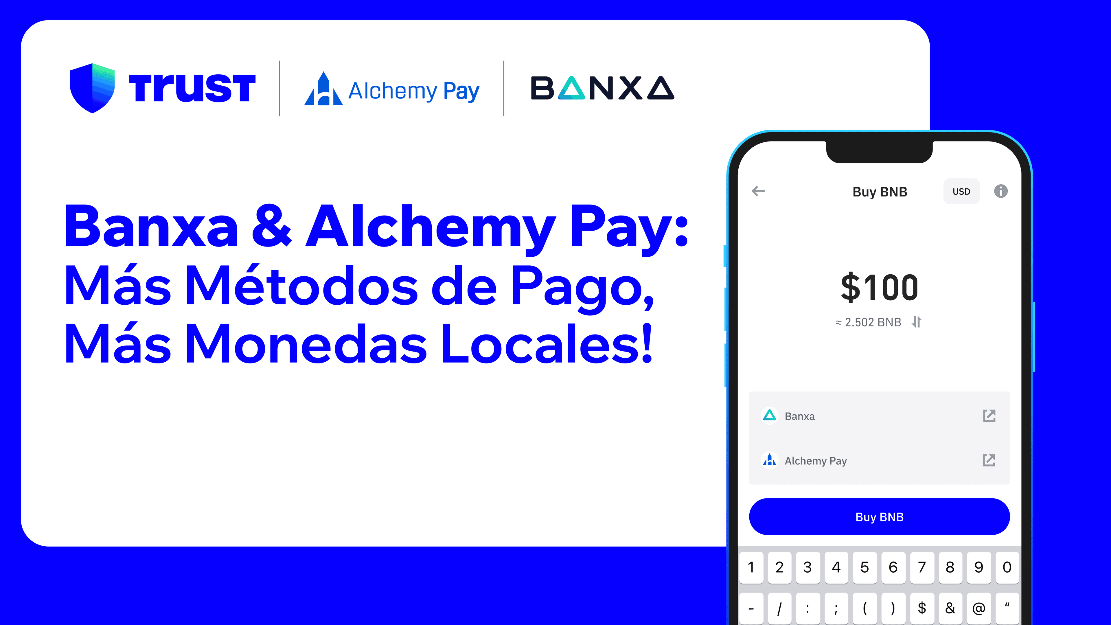Trust Wallet expande opciones de pago con las integraciones de Alchemy Pay y Banxa
