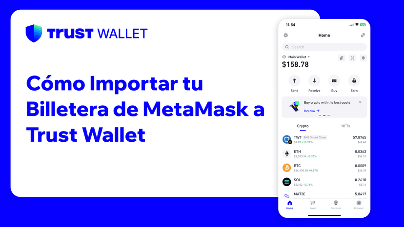Cómo importar tu billetera de MetaMask a Trust Wallet 