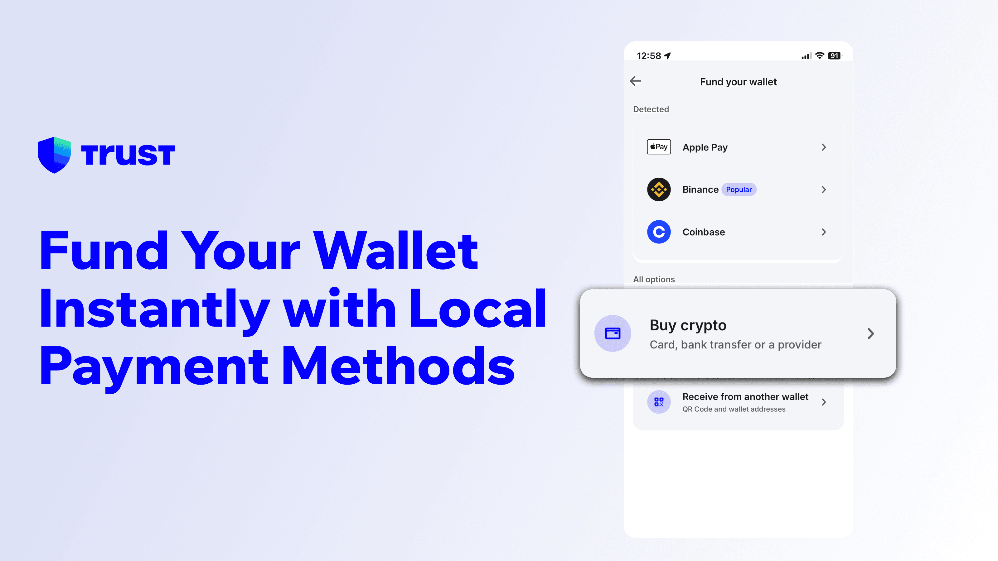 Fund Your Wallet Instantly with Local Payment Methods in Trust Wallet