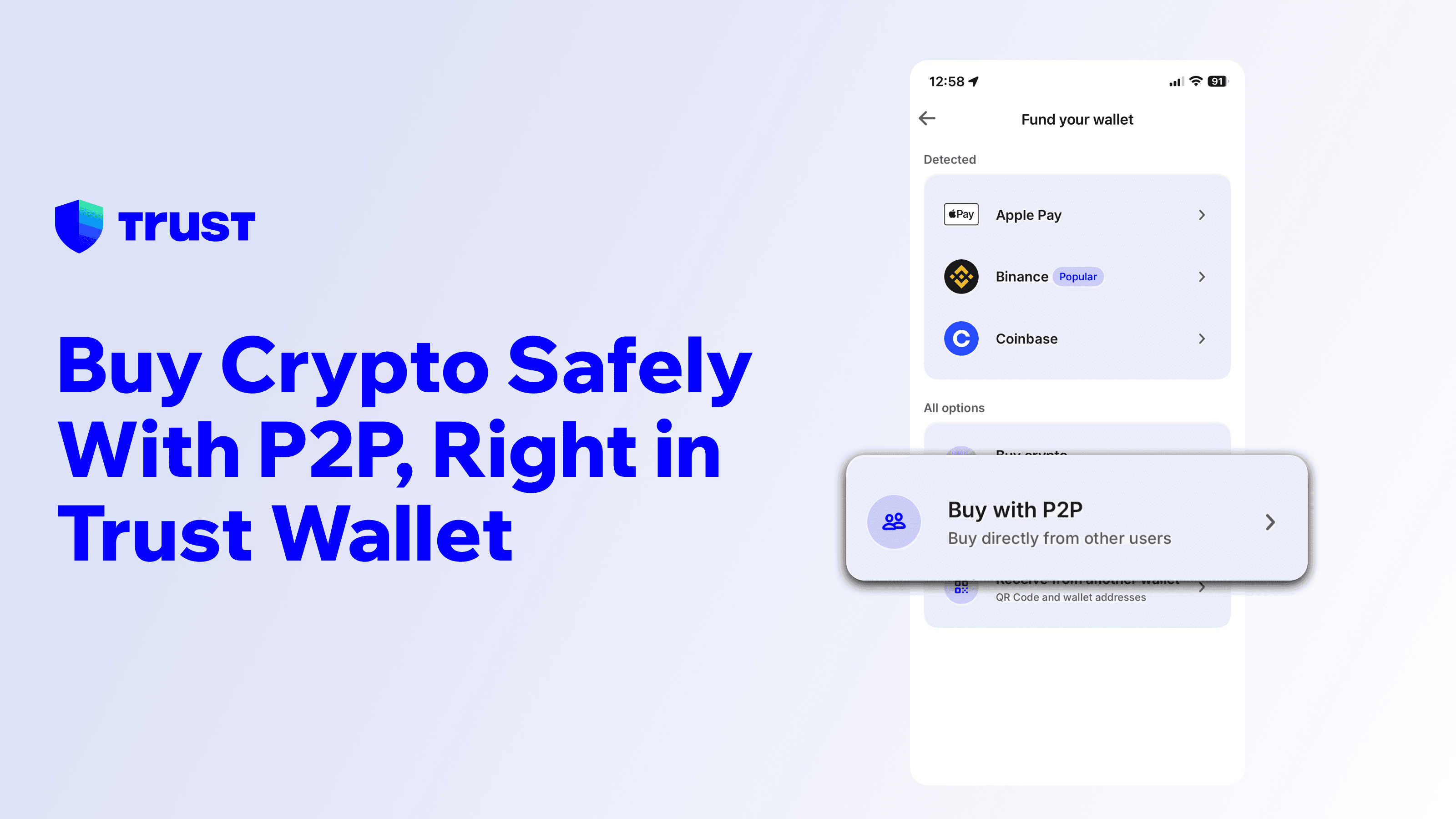 Buy Crypto Safely With P2P, Right in Trust Wallet